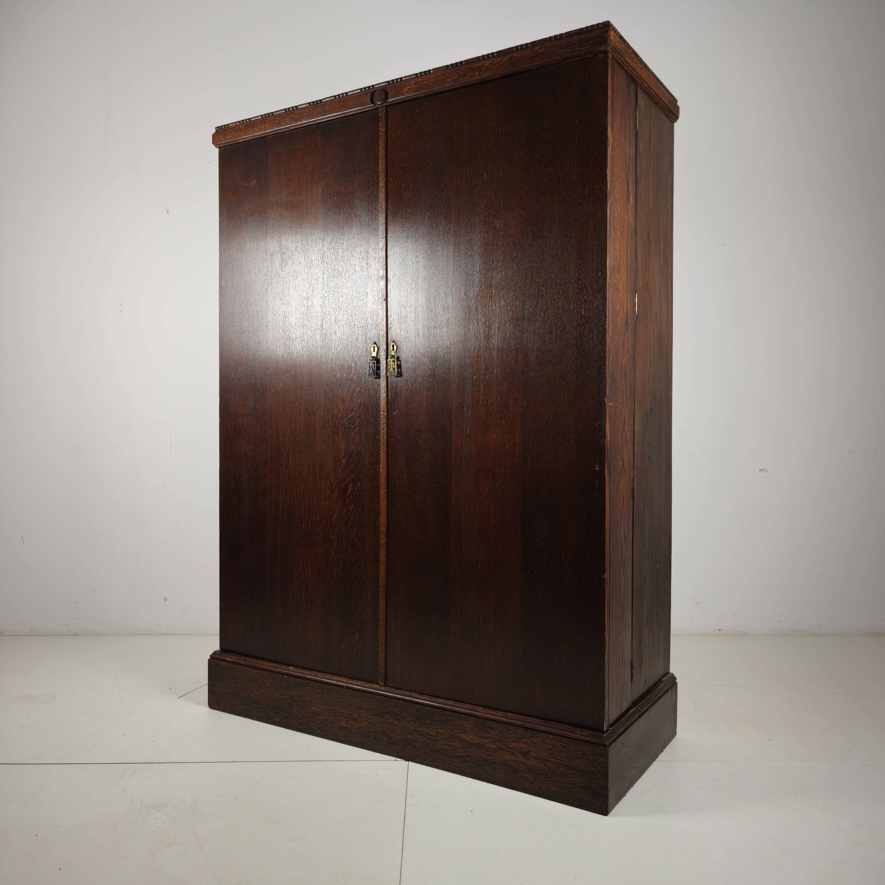 1930s Compactom Gentleman’s Wardrobe Model No. 702 in Brown Oak