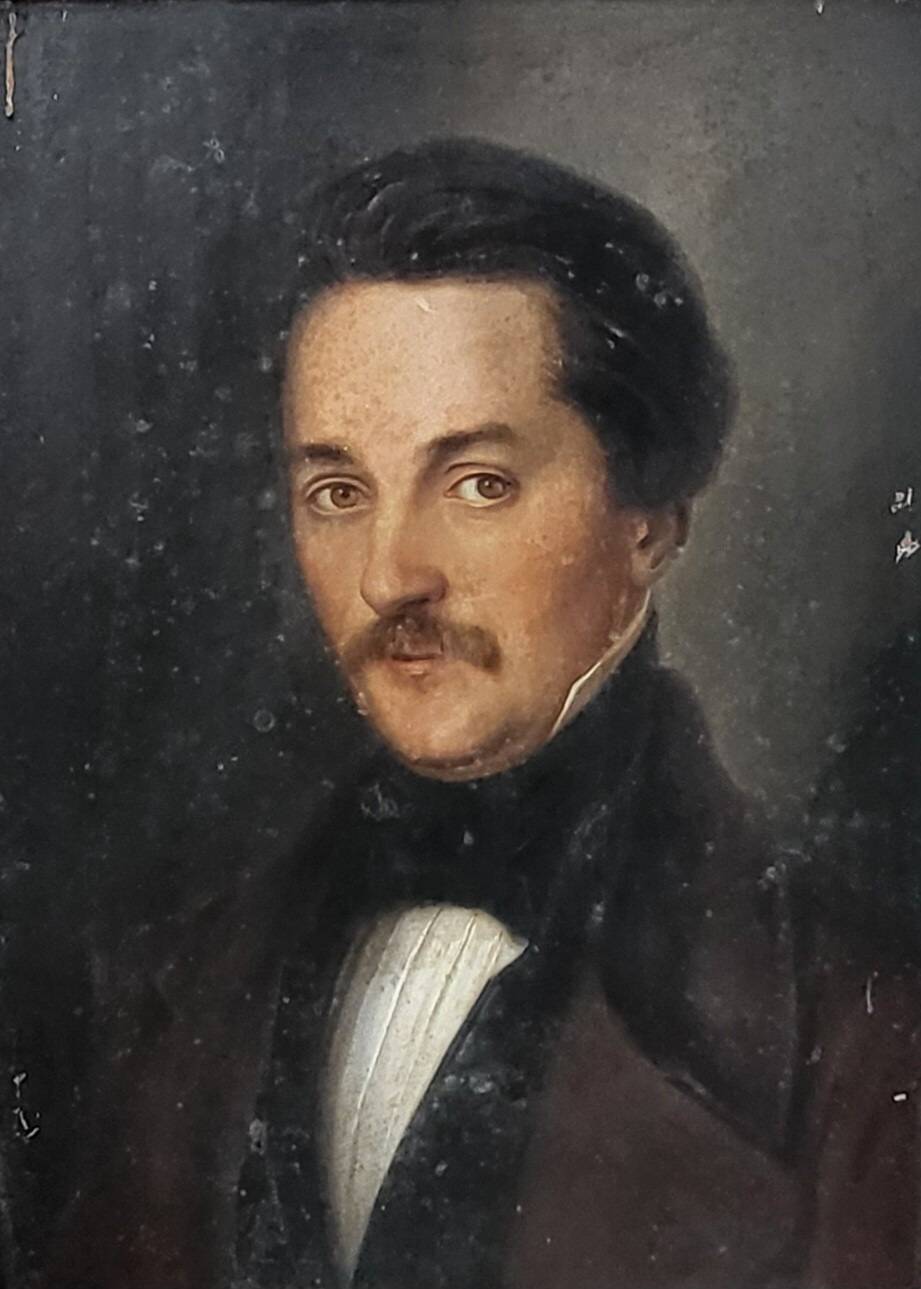 Portrait d'un jeune homme, peinture à l'huile du XIXe siècle, encadrée