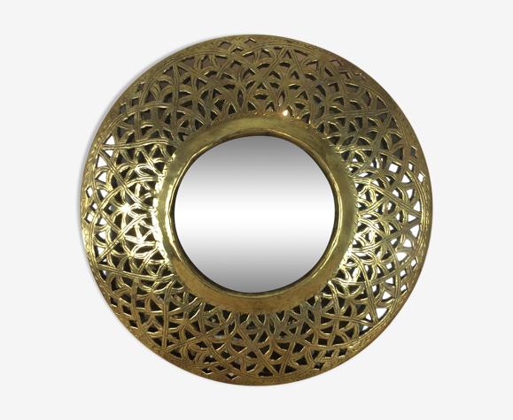 Miroir rond laiton Oriental 28 cm