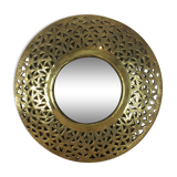 Oriental brass round mirror 28 cm