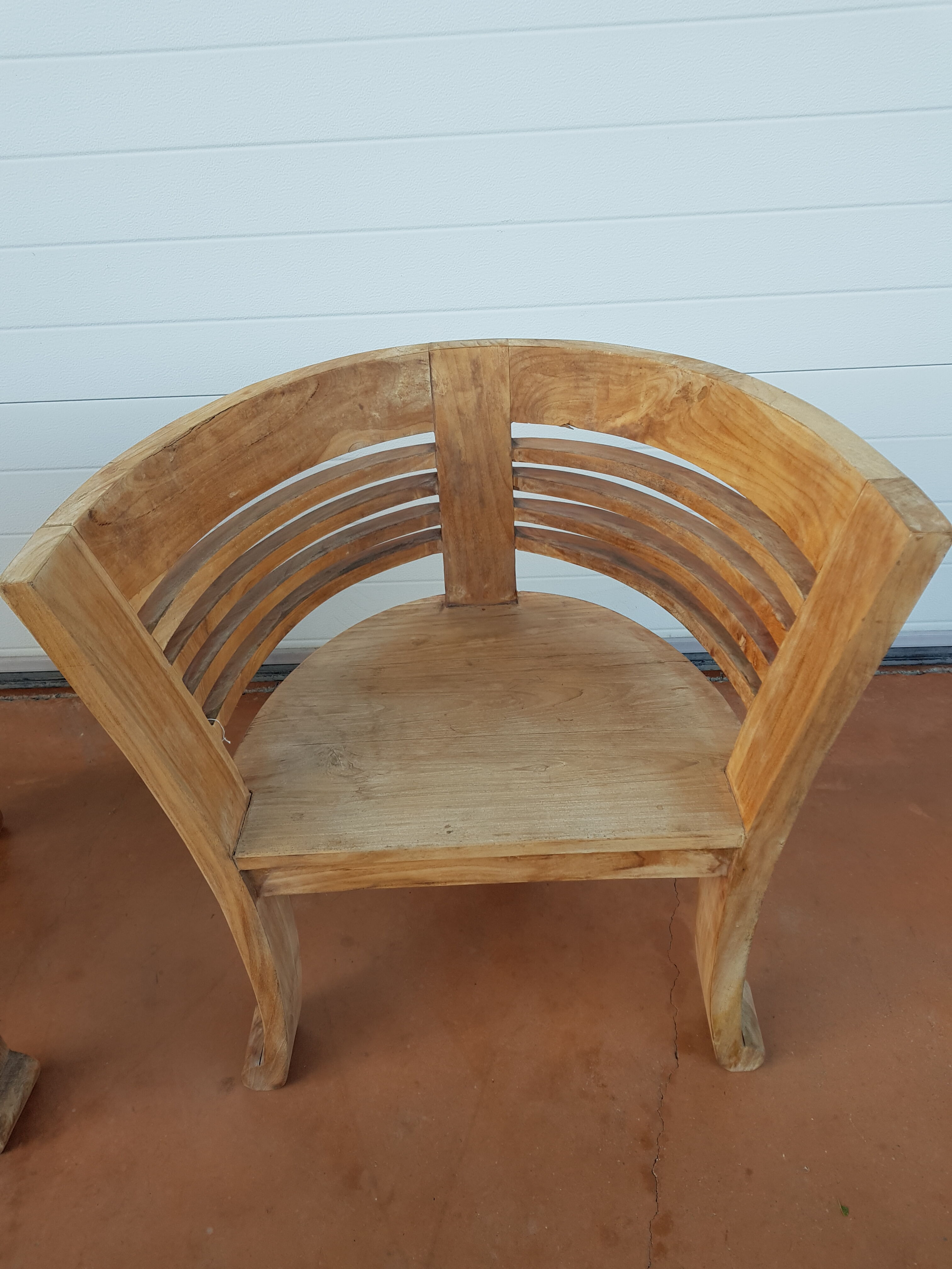2 Colonial-style Semi-Moon Chairs in Exotic Wood