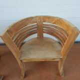 2 Colonial-style Semi-Moon Chairs in Exotic Wood