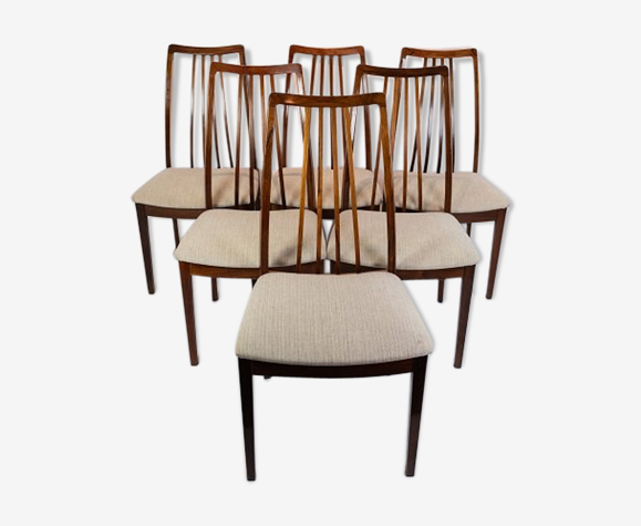 Ensemble de six chaises de salle à manger de bois de rose de conception danoise des années 60