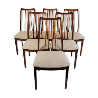 Ensemble de six chaises de salle à manger de bois de rose de conception danoise des années 60