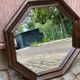 Vintage octagonal mirror in solid wood from the 70s, 63x63cm.