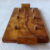 6 vintage egg cups on olive wood tray France