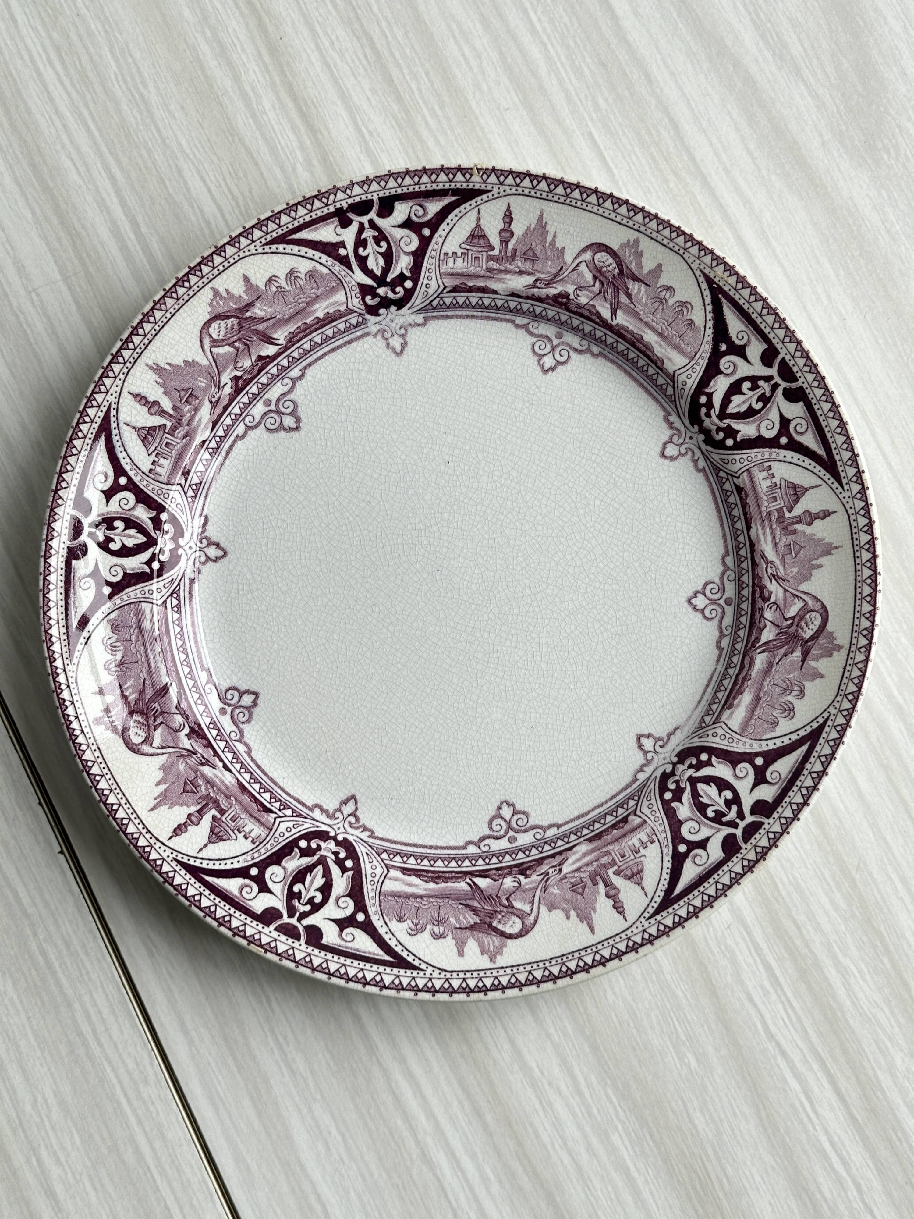 Antique English decorative porcelain plate "Poonah" by Brown-Westhead,