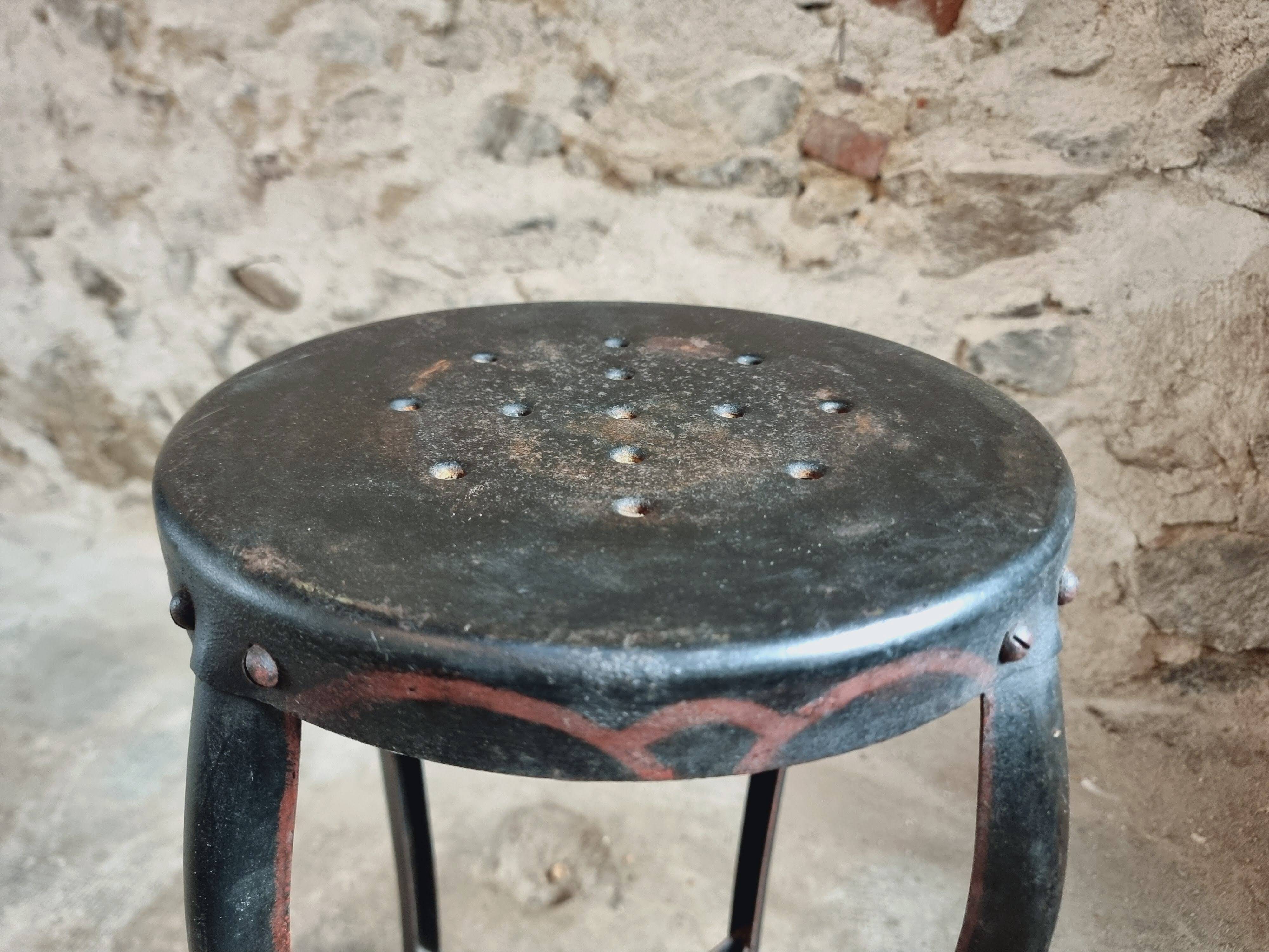 Antique Industrial Stool – Toledo Art Steel Co., 1930s, Bar Stool