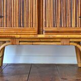 Vintage bamboo and rattan cabinet attributed to Audoux Minnet