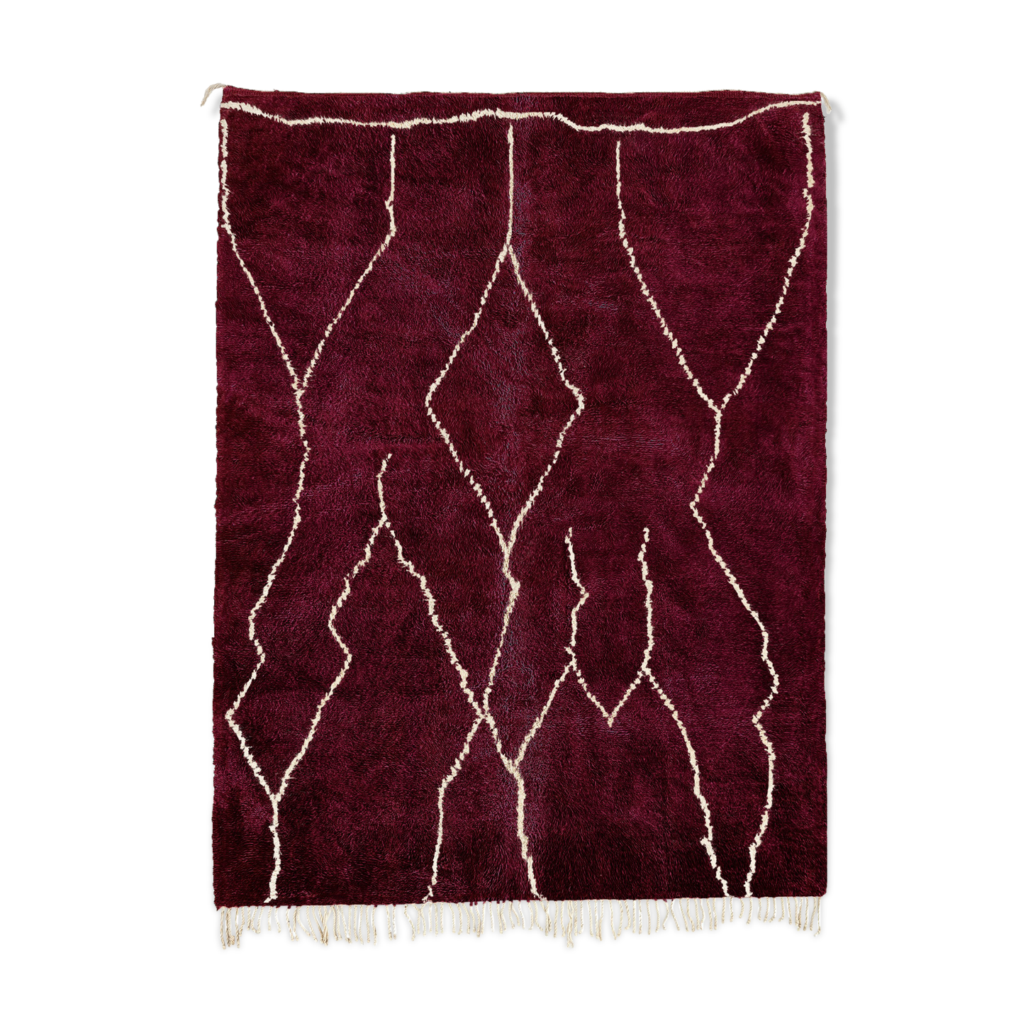 Tapis marocain moderne rouge foncé