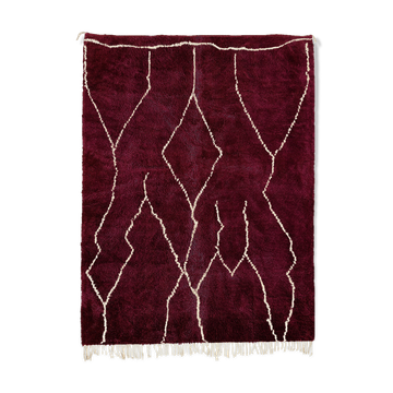 Tapis marocain moderne rouge foncé