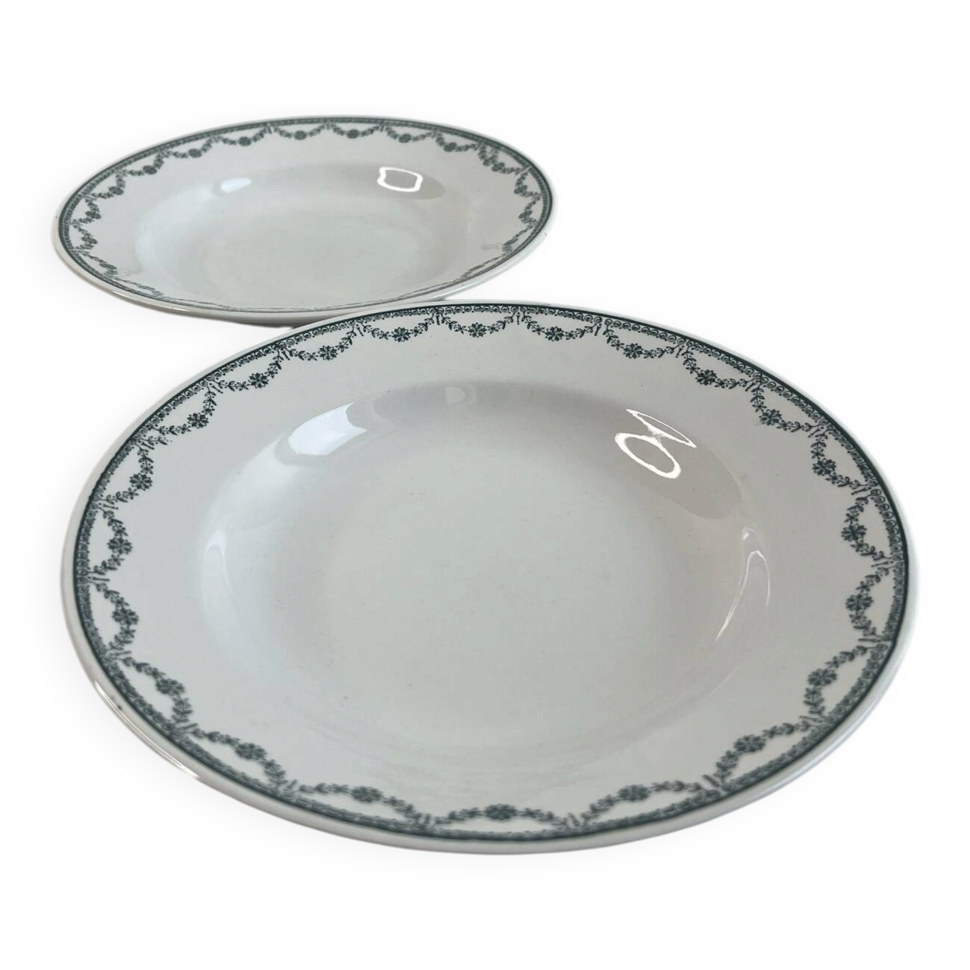 Lot de 2 assiettes creuses Saint Amand verte