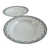 Set of 2 green deep plates from Saint Amand.