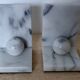 Vintage bookends in grey veined white marble – Minimalist design