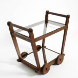 Beautiful, unique 1930s tea trolley bar cart made of solid oak wood