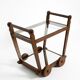 Beautiful, unique 1930s tea trolley bar cart made of solid oak wood