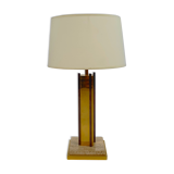 Lampe de table plaquée or et travertin de 24 k kt, années 1970