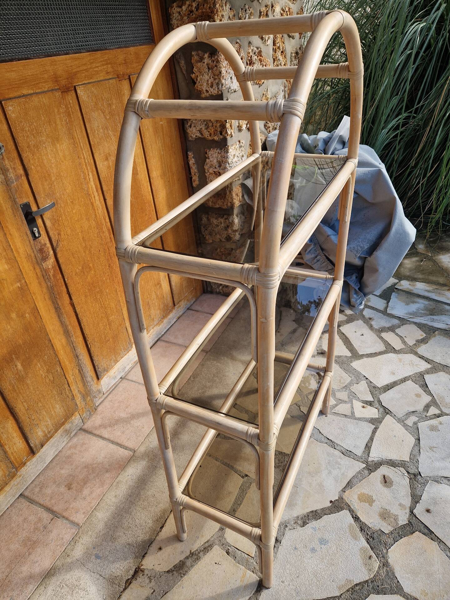 Vintage rattan shelf height