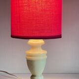 Lampe marbre et tissu fuchsia vintage