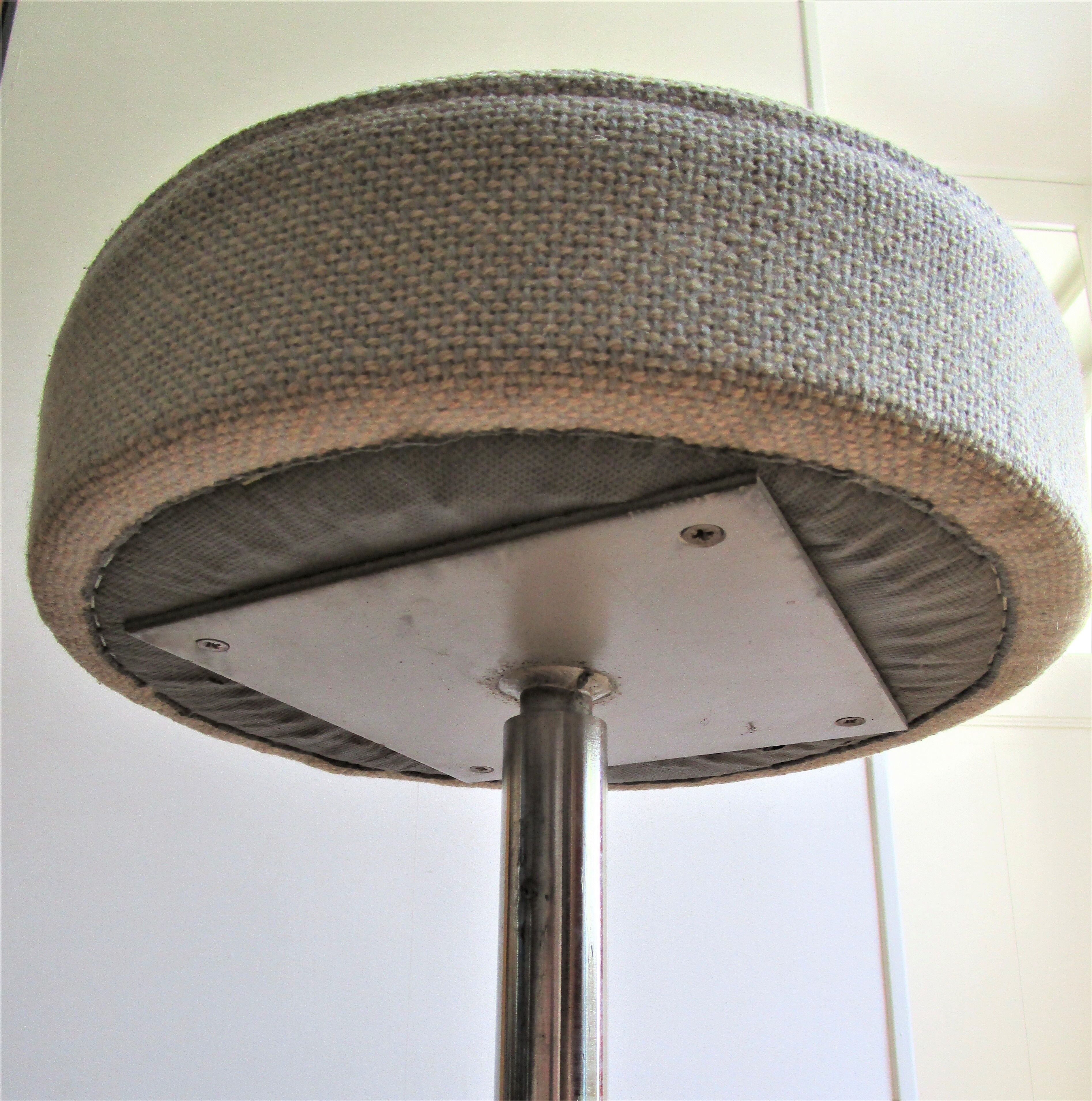 Adjustable office stool foot chrome wheels sitting vintage fabric