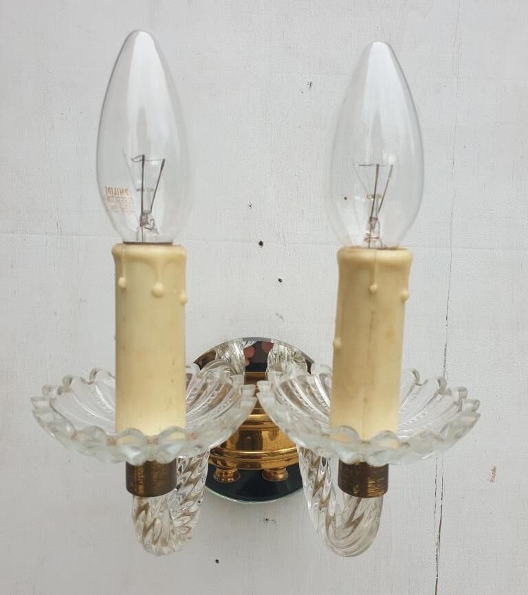 Applique 2 bras verre Murano vintage 1950