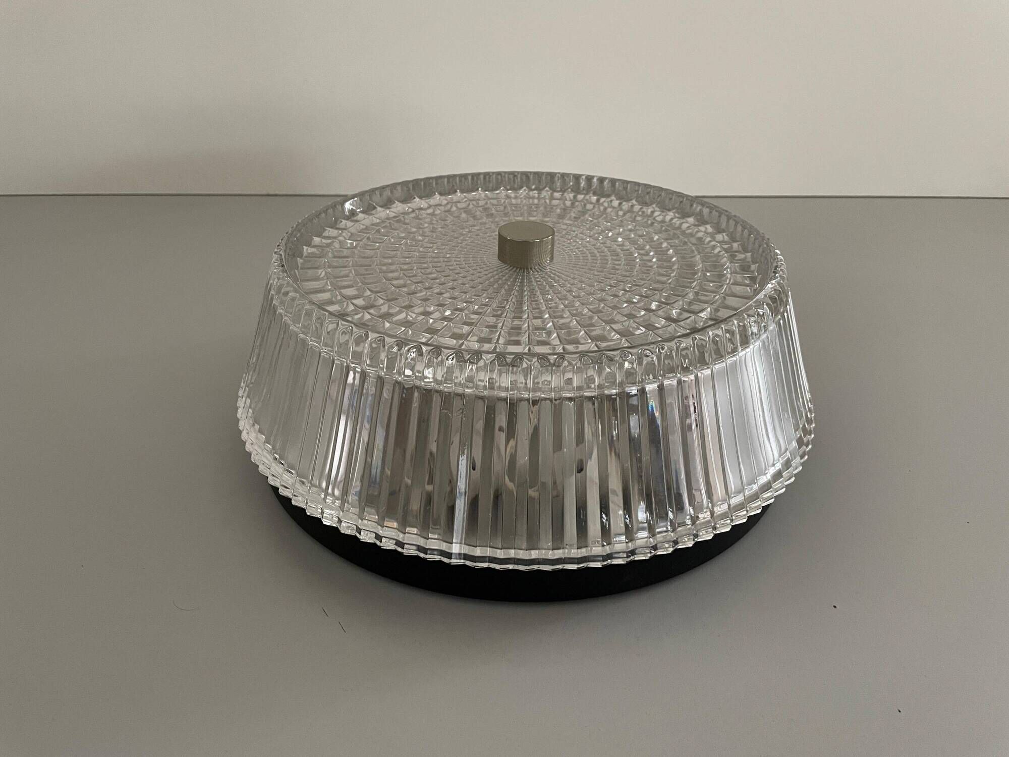 Flush mount crystal glass ceiling light from the mid-century, 1960s, Germany