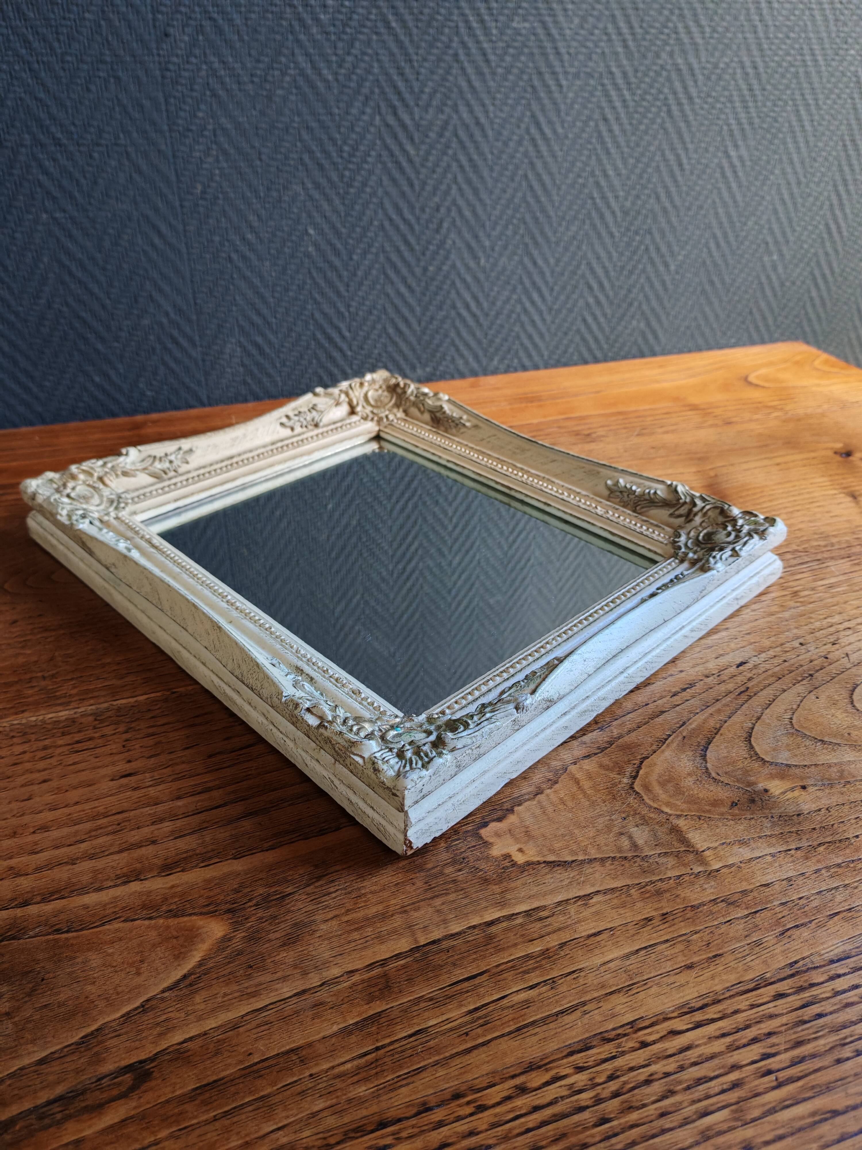Vintage Rectangular Wall Mirror – Carved Solid Wood Frame