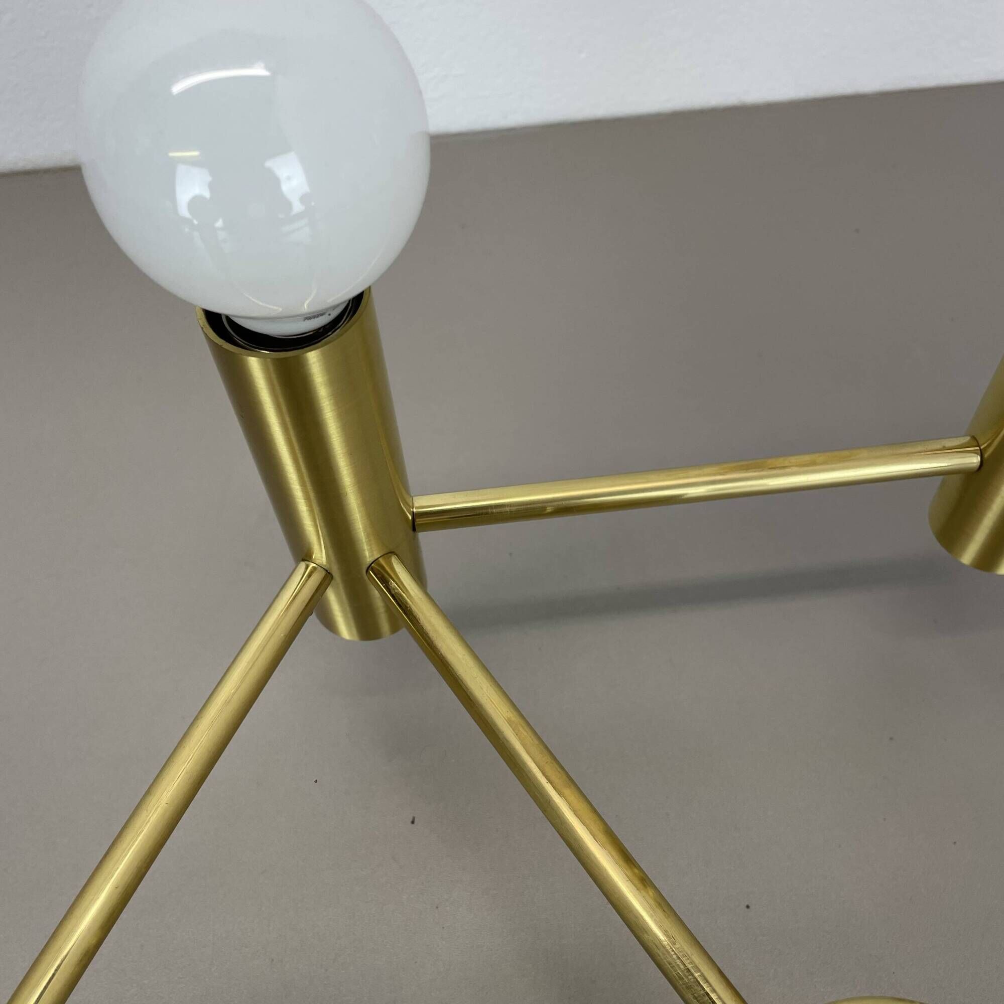 Brass Italian Stilnovo Style Atomic Space Age Ceiling Light Sconces, Italy