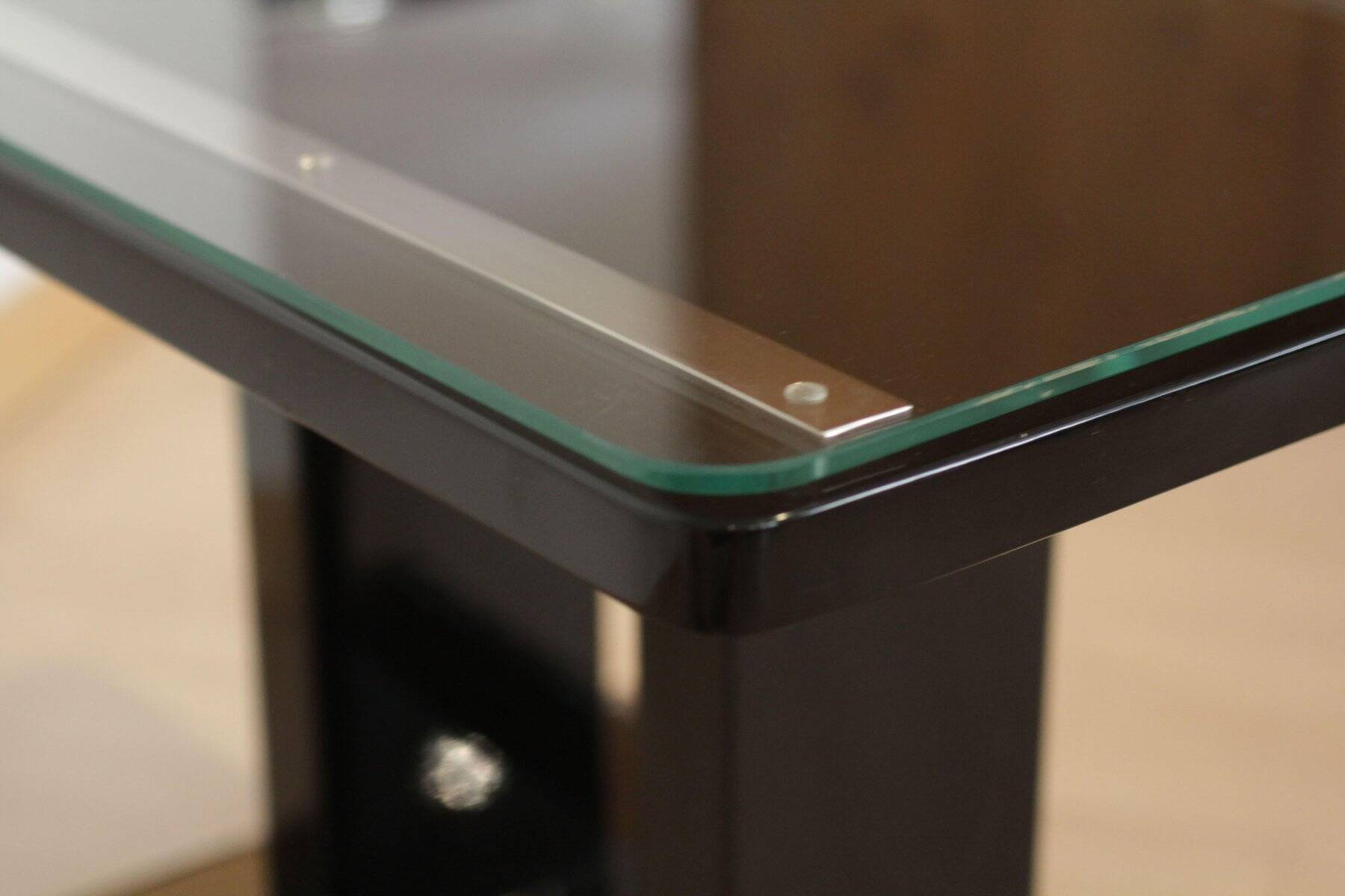 Art Deco Bauhaus Side Table in Black Lacquer & Chrome, Austria, 1920s