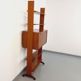Vintage modular secretary shelf bookcase in teak from the 60s