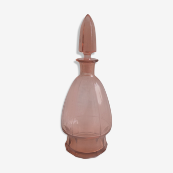 Art deco 1960s pink glass carafe