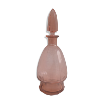 Art deco 1960s pink glass carafe