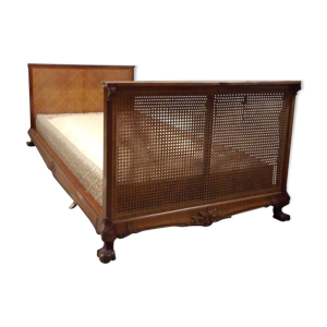 Lit de repos chippendale 90x200x80 double cannage pieds griffe