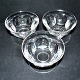 Set of 3 old champagne glasses in cut crystal with flat ribs Saint Louis? Béarn Talleyrand