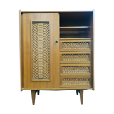 Convenient wardrobe in wood and rattan