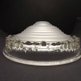 Signed EZAN France Frosted & Clear Glass Icicle Shades - Art Deco Lighting