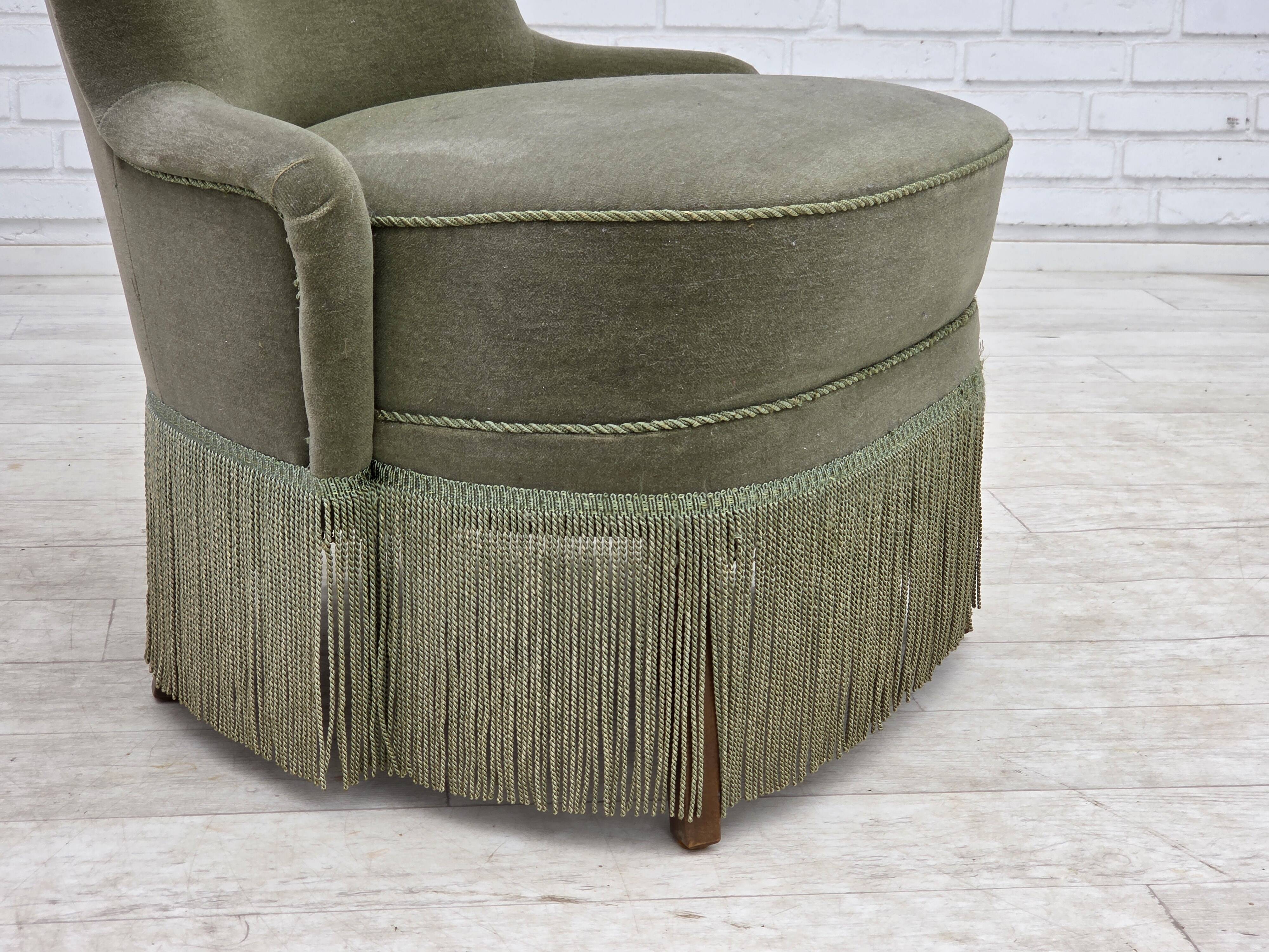 1970s, Danish armchair, green furniture velour.