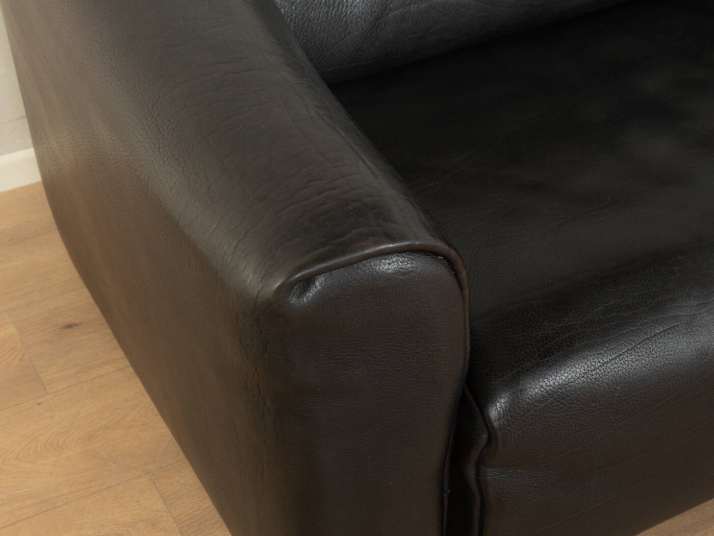DS-47 two-seater sofa by de Sede, 1970s, black nappa leather