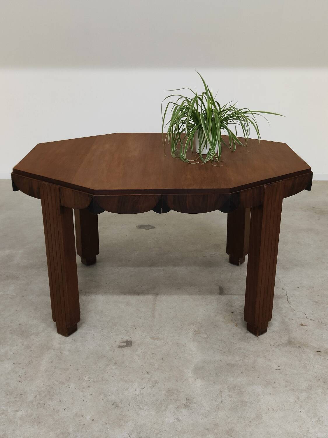 Solid wood octagonal dining table, Art Deco, France.