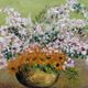 Oil on cardboard Still life by G. Toullourt XXth Bouquet of flowers