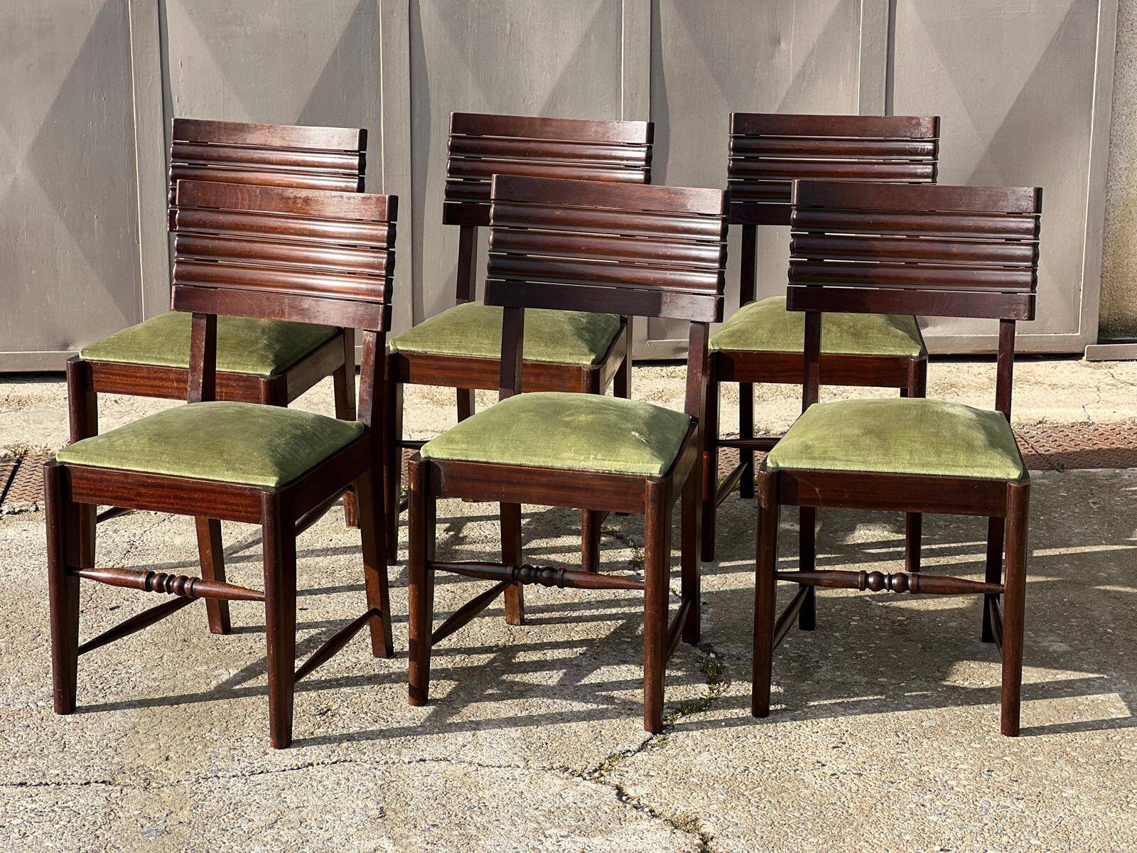 6 numbered French Art Deco chairs, 1940