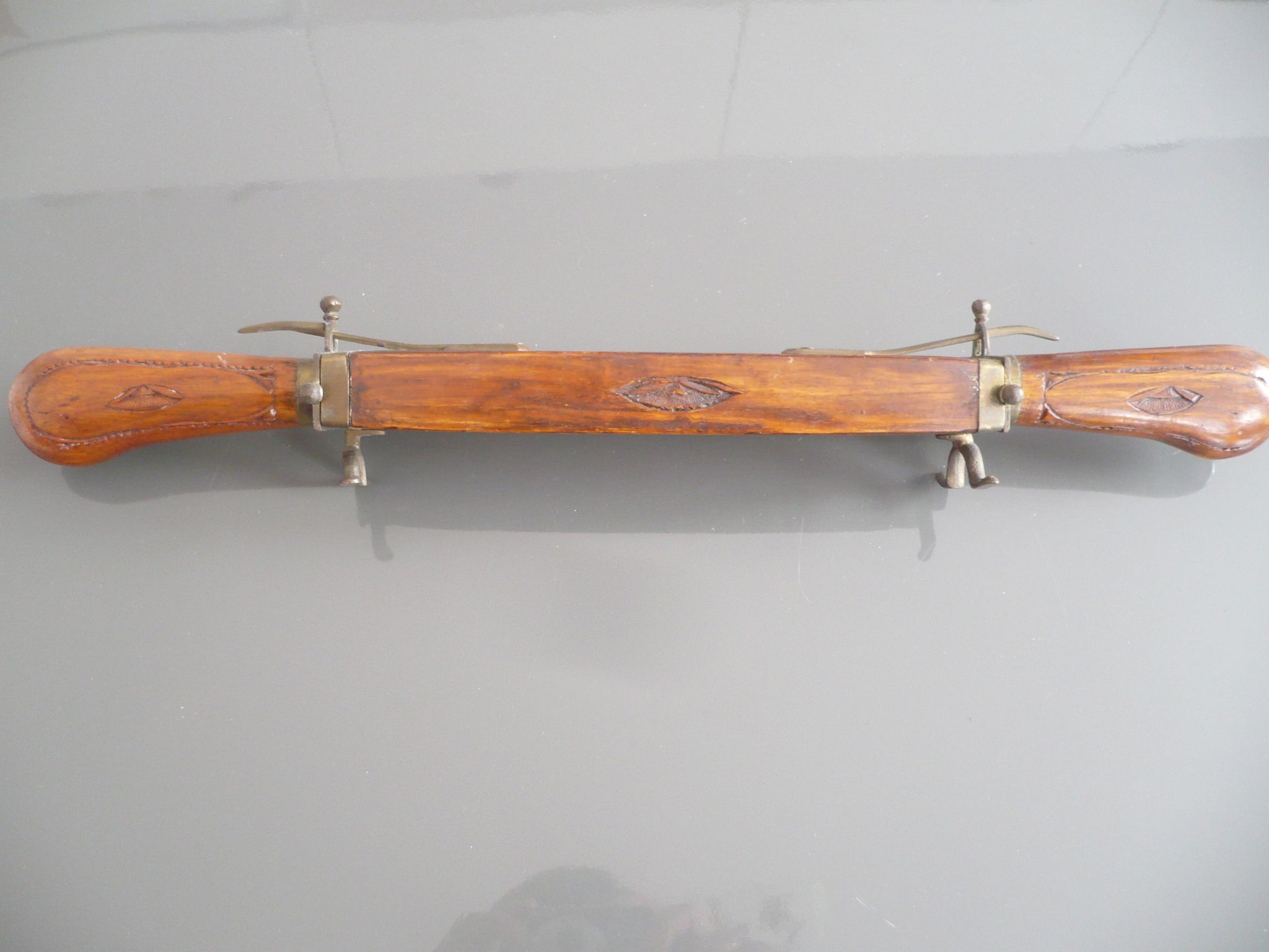 Carved kitchen knife and fork from India