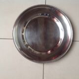 Old silver metal dish, beaded finish