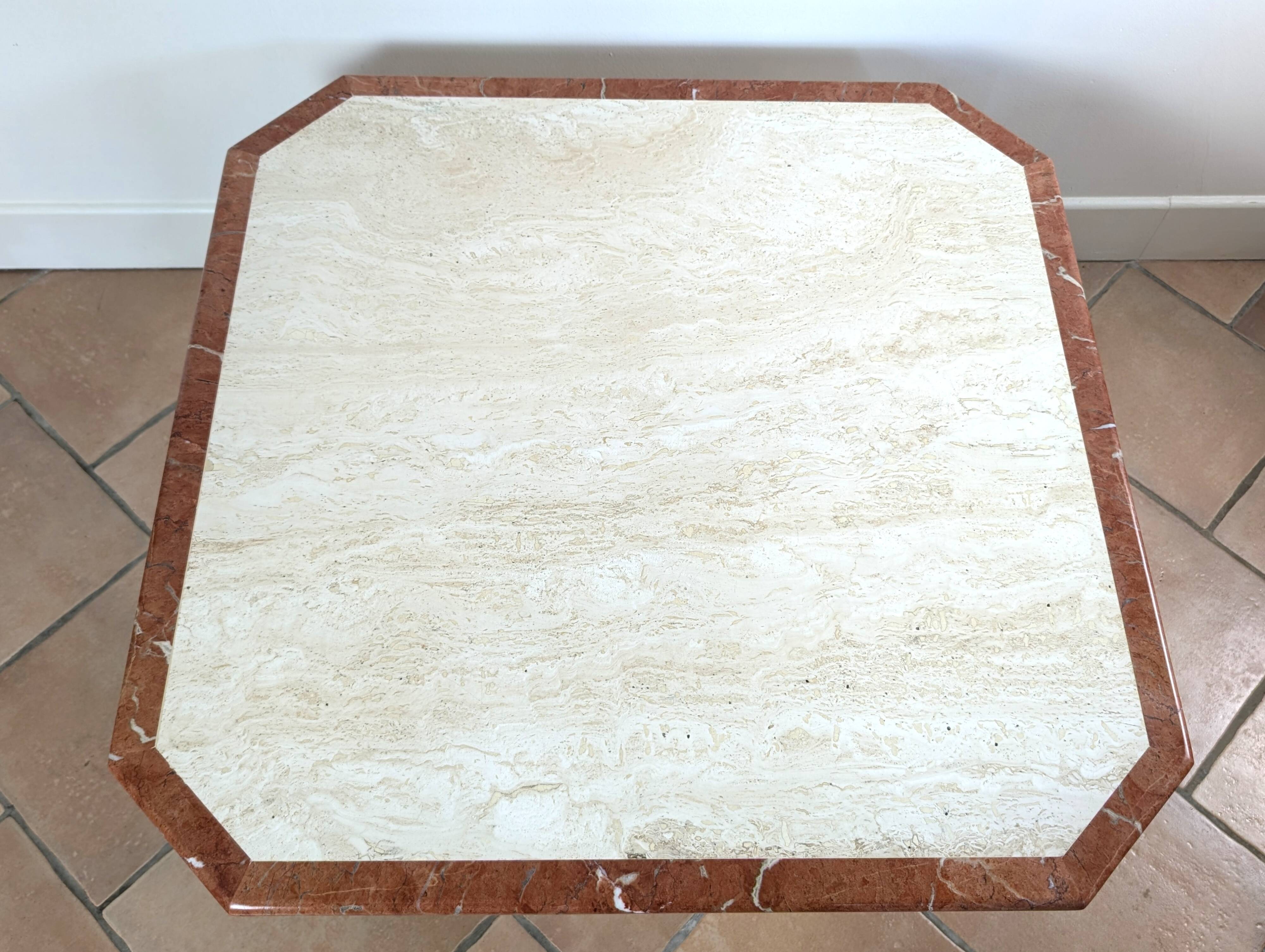 Travertine and marble coffee table