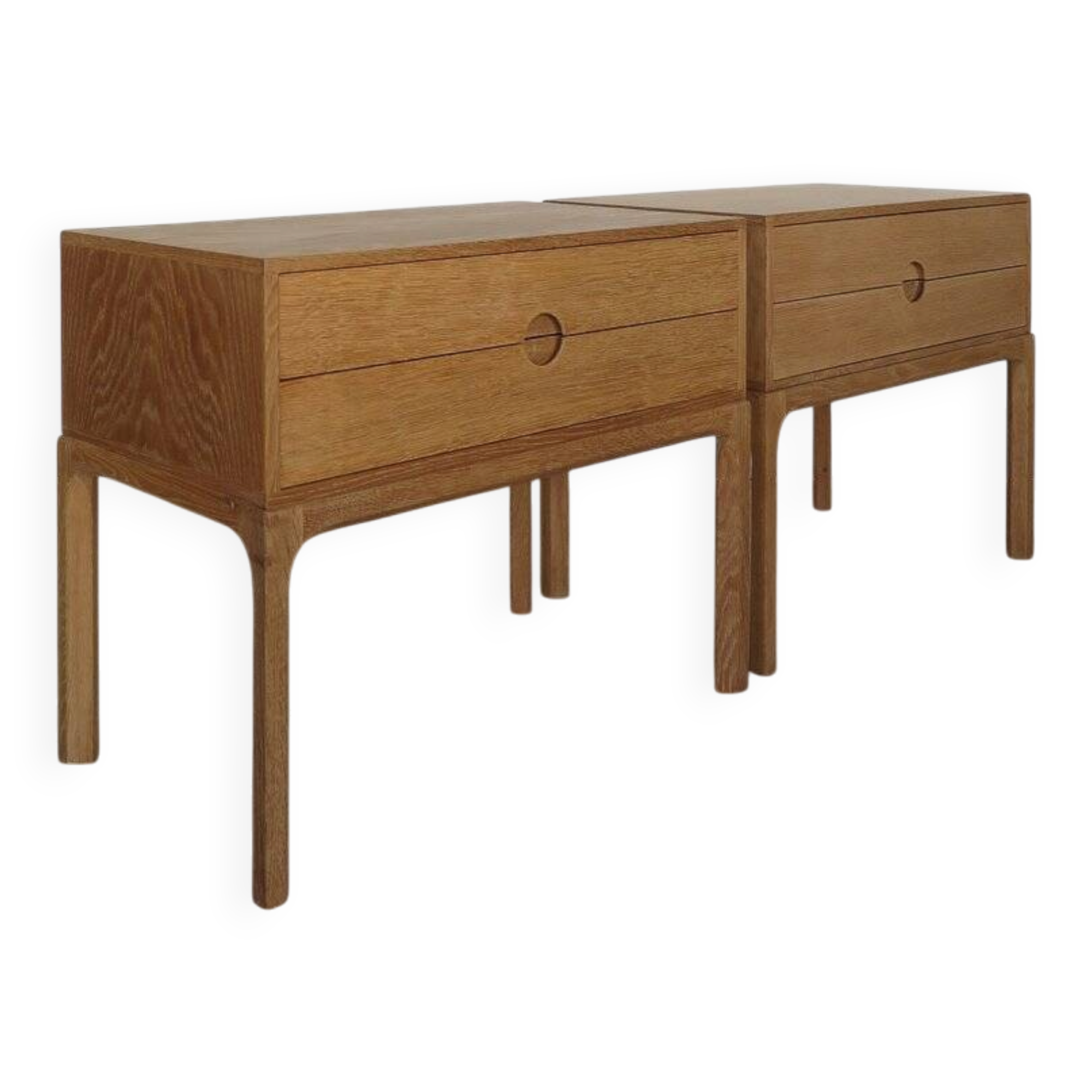 Scandinavian Nightstands in Oak by Kai Kristiansen for Aksel Kjersgaard, 1960s, Set of 2