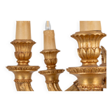 Dumez, Louis XVI style chandelier in carved and gilded wood. 1950s.