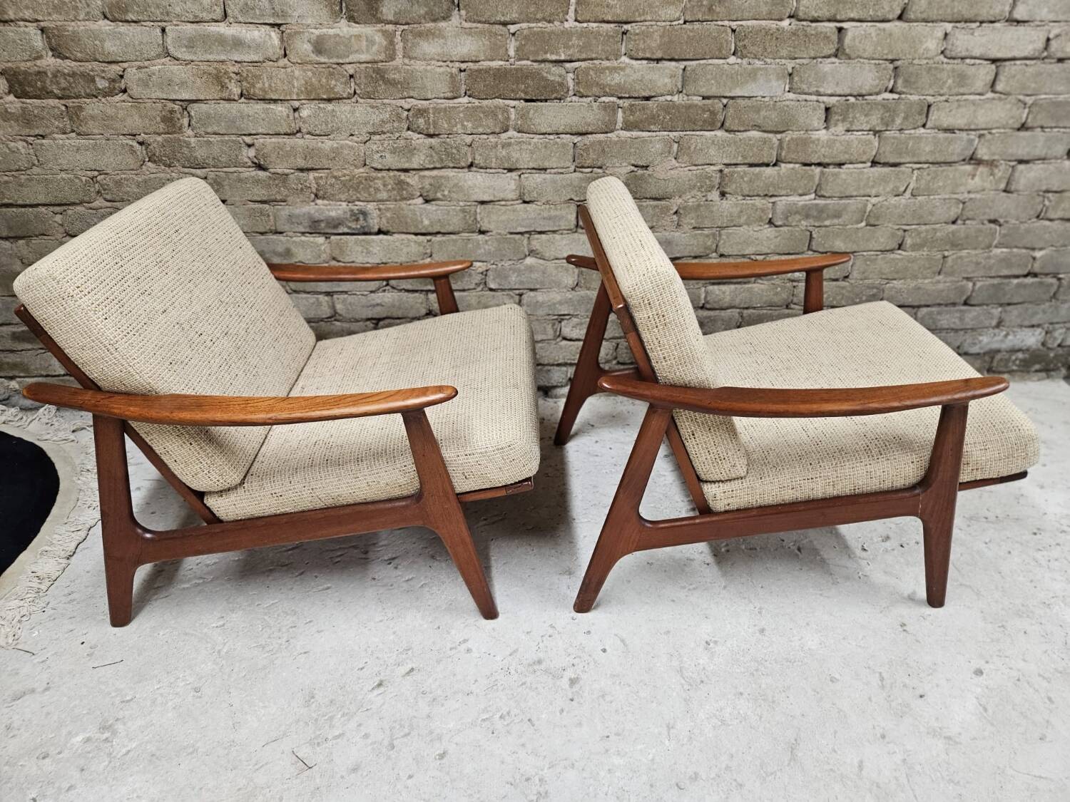 Pair of Scandinavian Danish teak armchairs 1960