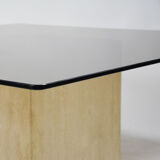 Smoked Glass Travertin coffee table