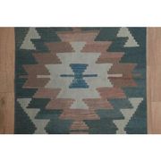 1970s Vintage Turkish Handmade Wool & Cotton Green Runner Rug  73x291