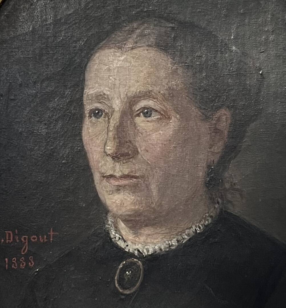 Portrait, oil on canvas of an old woman, by Louis Joseph Digout, 19th